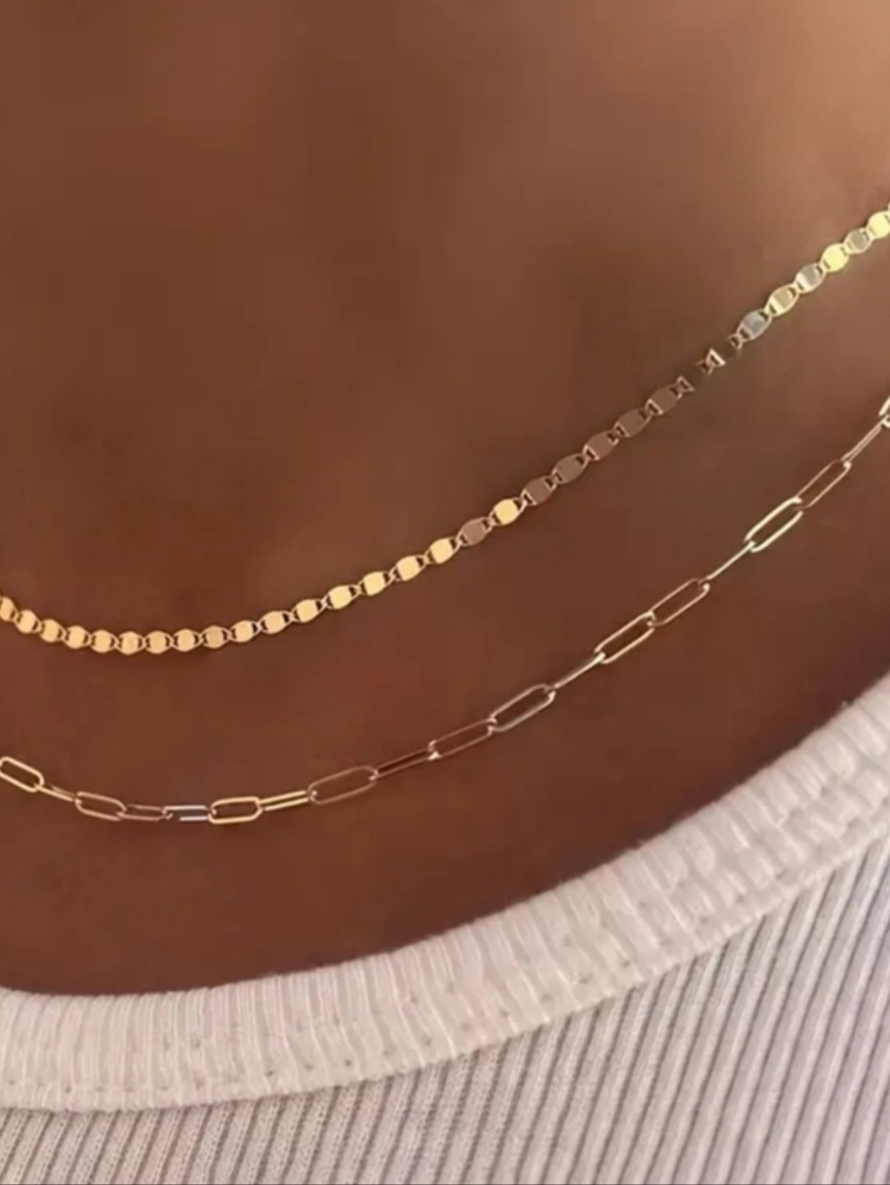 Jordan minimalist necklace set. 2 separate necklaces; approx 17" & 19"; nwot.